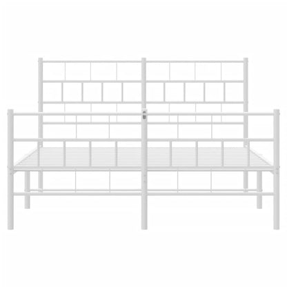 Estrutura de cama com cabeceira e pés 140x190 cm metal branco