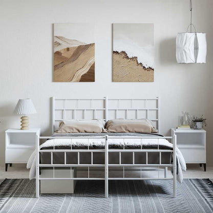 Estrutura de cama com cabeceira e pés 150x200 cm metal branco