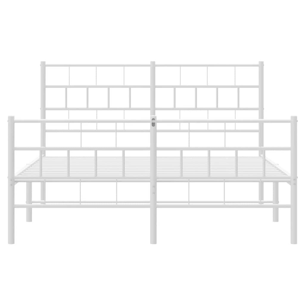 Estrutura de cama com cabeceira e pés 150x200 cm metal branco