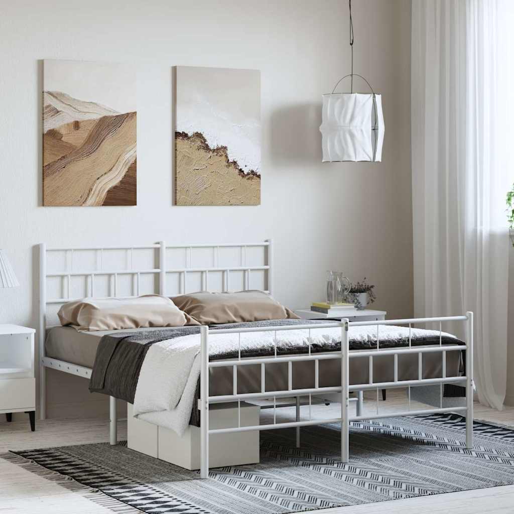 Estrutura de cama com cabeceira e pés 150x200 cm metal branco