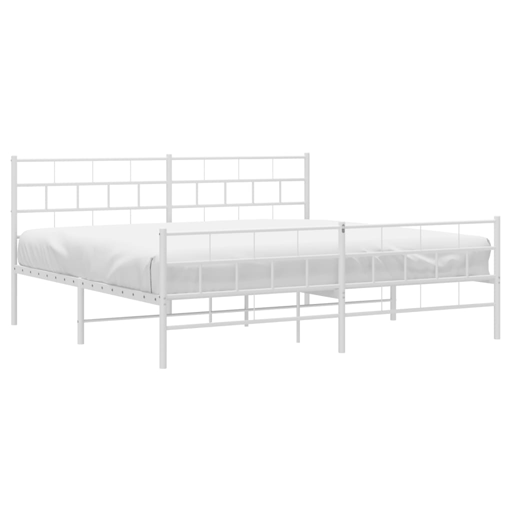 Estrutura de cama com cabeceira e pés 180x200 cm metal branco