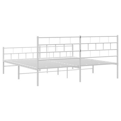 Estrutura de cama com cabeceira e pés 180x200 cm metal branco