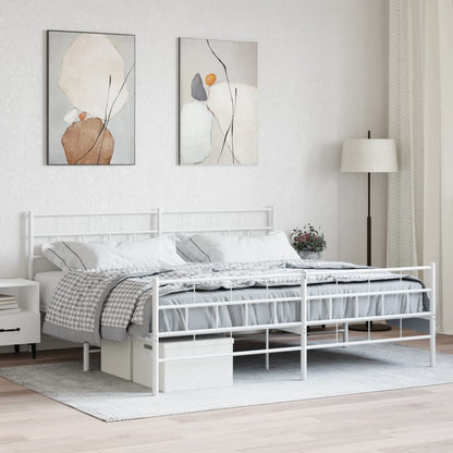 Estrutura de cama com cabeceira e pés 180x200 cm metal branco