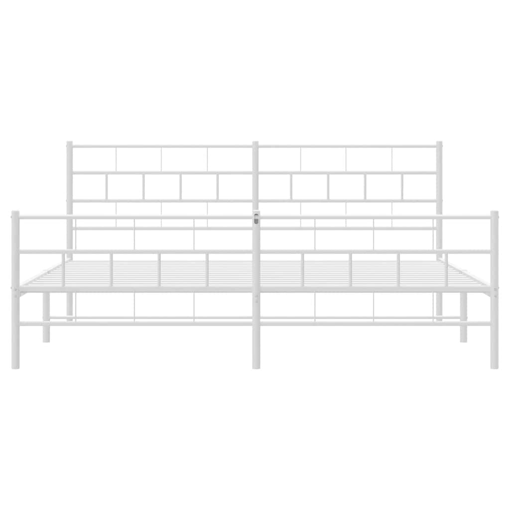 Estrutura de cama com cabeceira e pés 183x213 cm metal branco