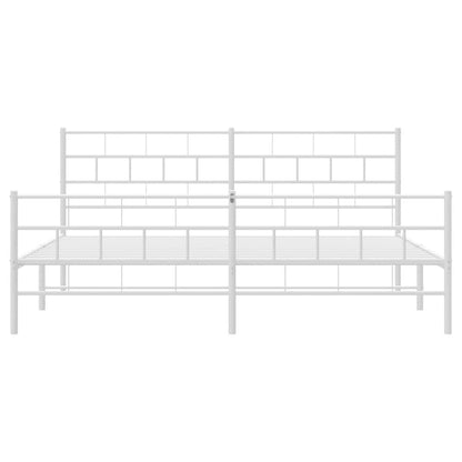 Estrutura de cama com cabeceira e pés 183x213 cm metal branco