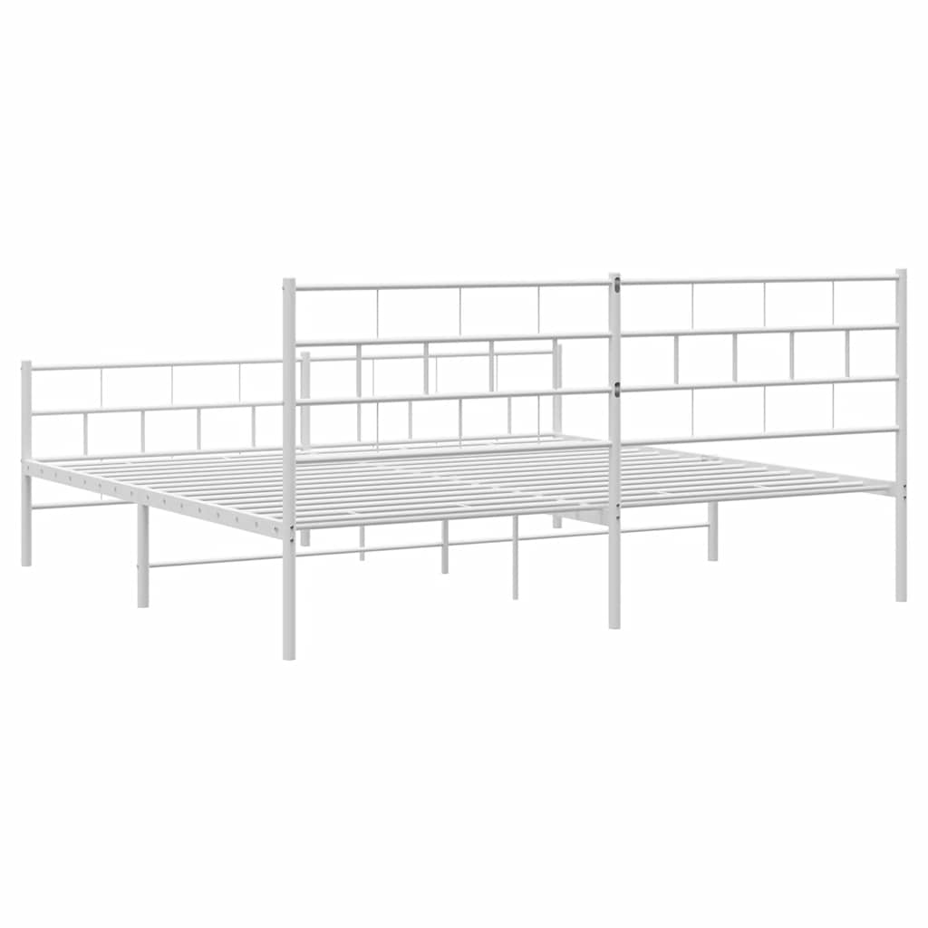 Estrutura de cama com cabeceira e pés 183x213 cm metal branco