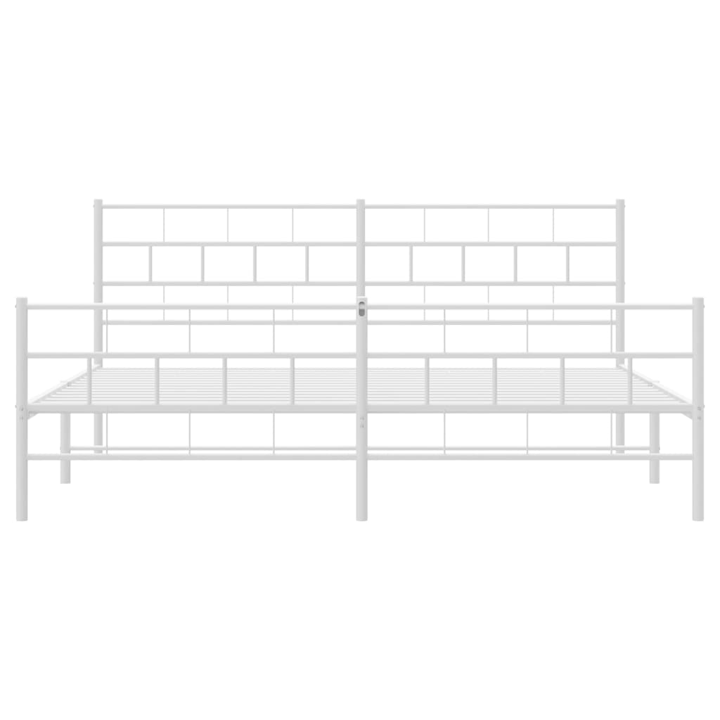 Estrutura de cama com cabeceira e pés 200x200 cm metal branco