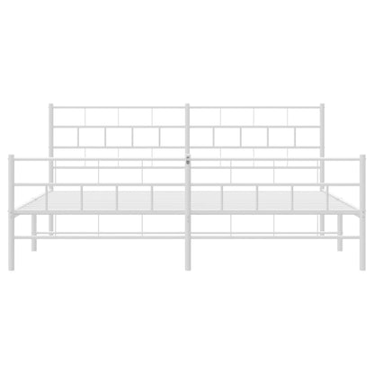 Estrutura de cama com cabeceira e pés 200x200 cm metal branco