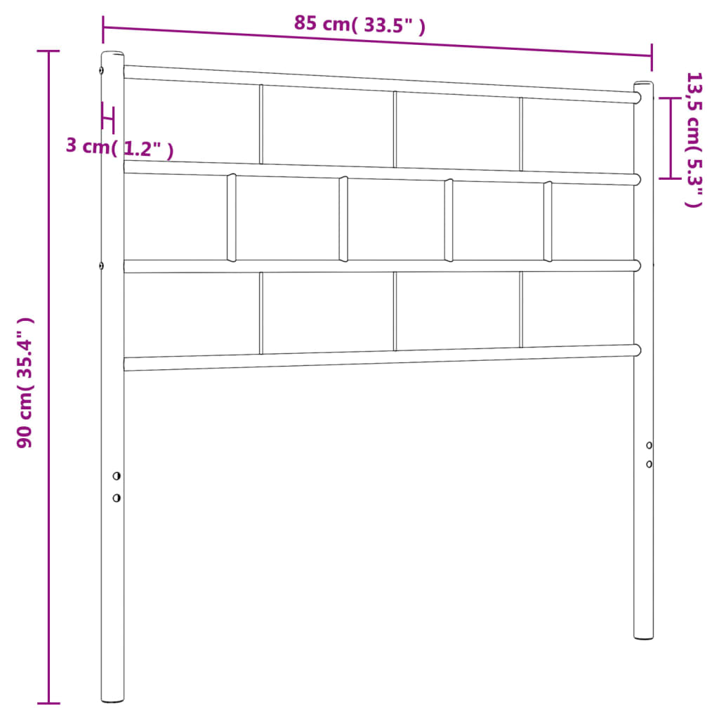 Cabeceira de cama 80 cm metal branco