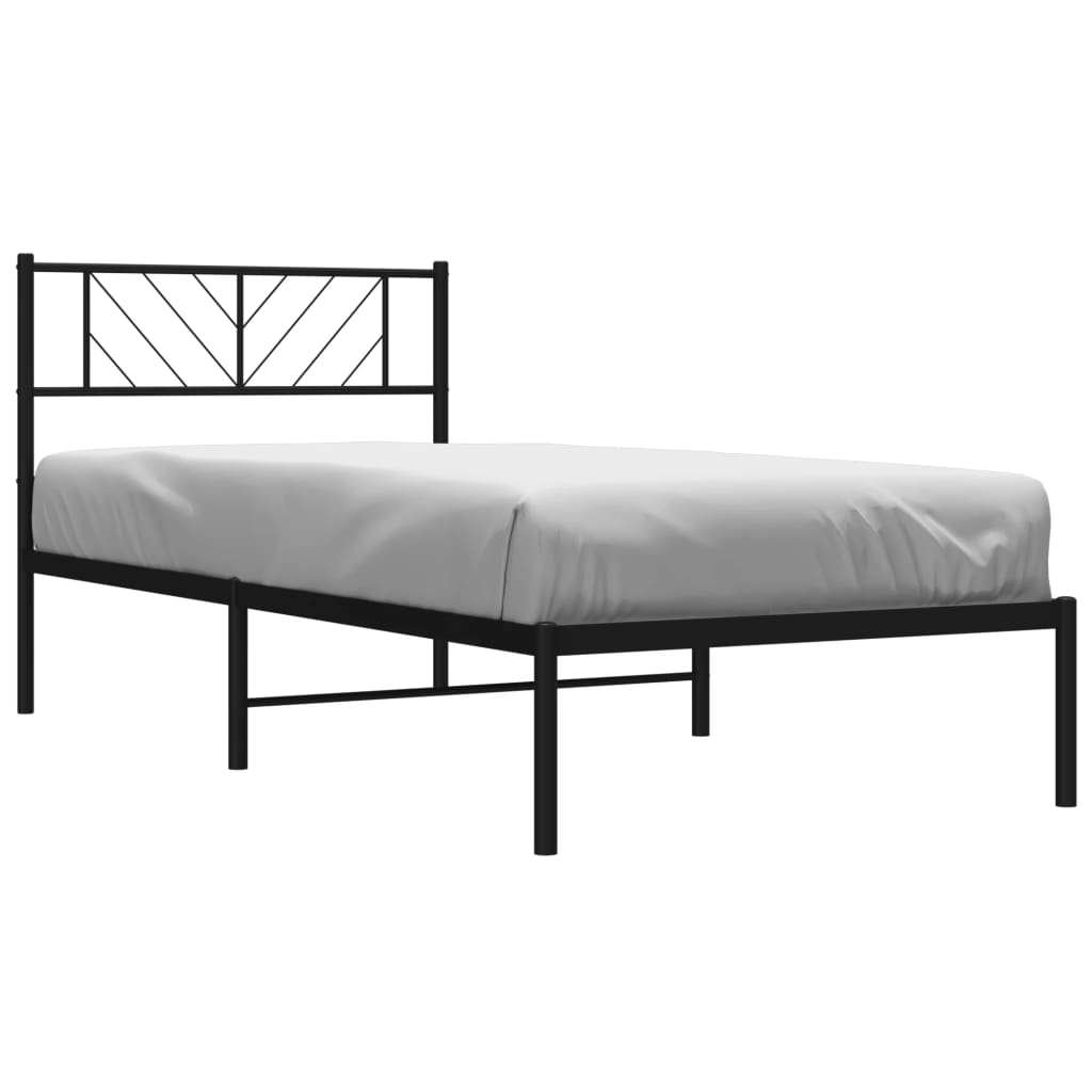 Estrutura de cama com cabeceira 75x190 cm metal preto