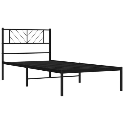 Estrutura de cama com cabeceira 75x190 cm metal preto