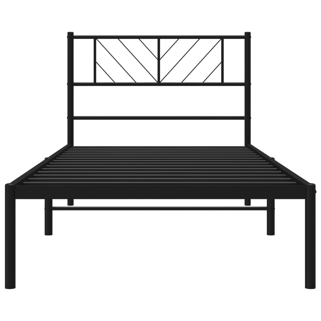 Estrutura de cama com cabeceira 75x190 cm metal preto