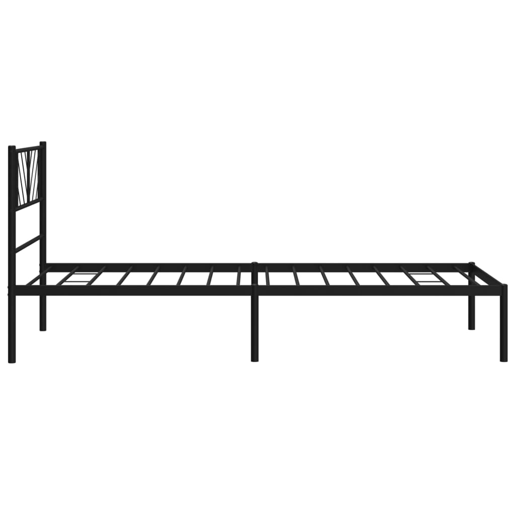 Estrutura de cama com cabeceira 75x190 cm metal preto