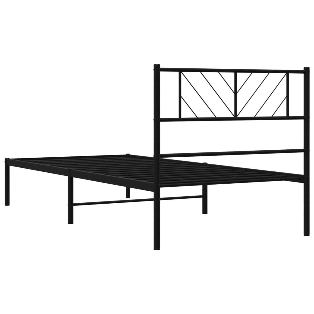 Estrutura de cama com cabeceira 75x190 cm metal preto