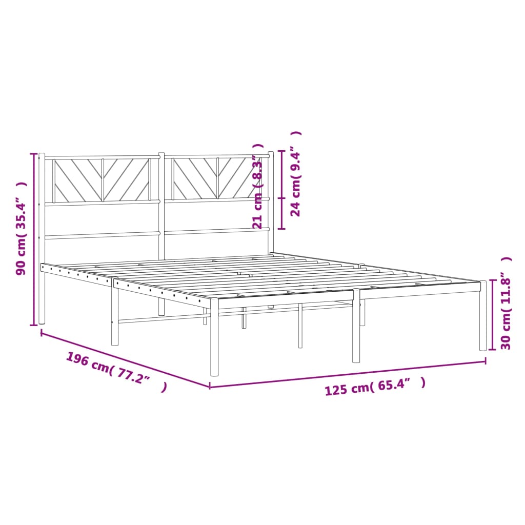 Estrutura de cama com cabeceira 120x190 cm metal preto