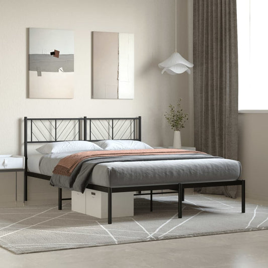 Estrutura de cama com cabeceira 120x190 cm metal preto