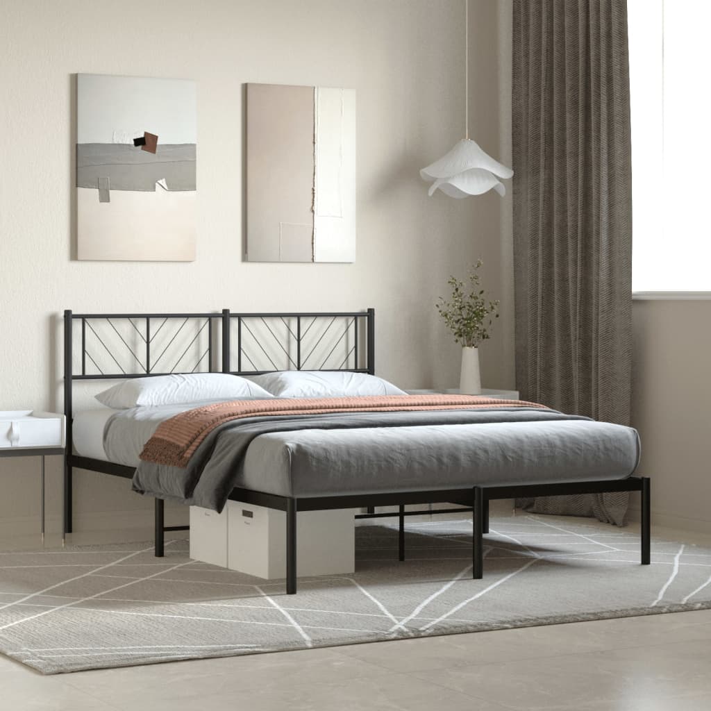 Estrutura de cama com cabeceira 120x190 cm metal preto