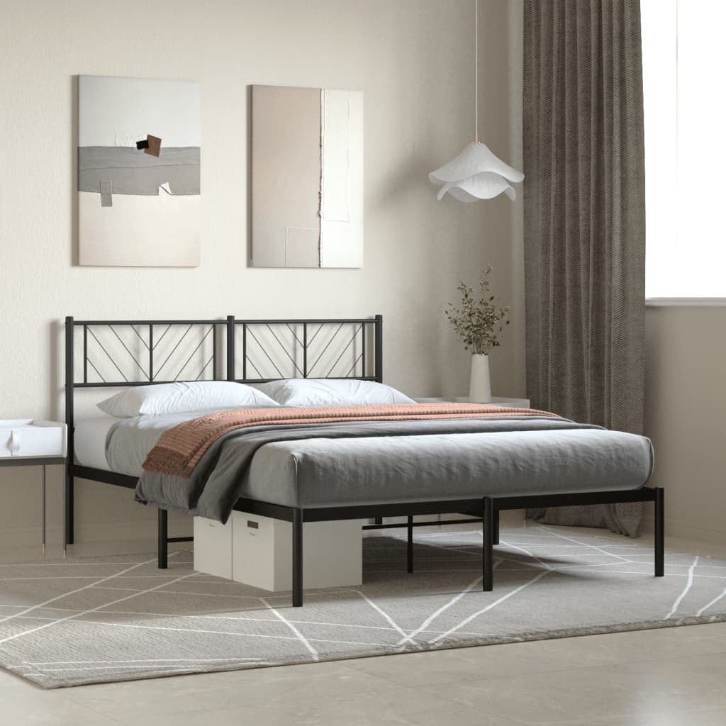 Estrutura de cama com cabeceira 120x200 cm metal preto