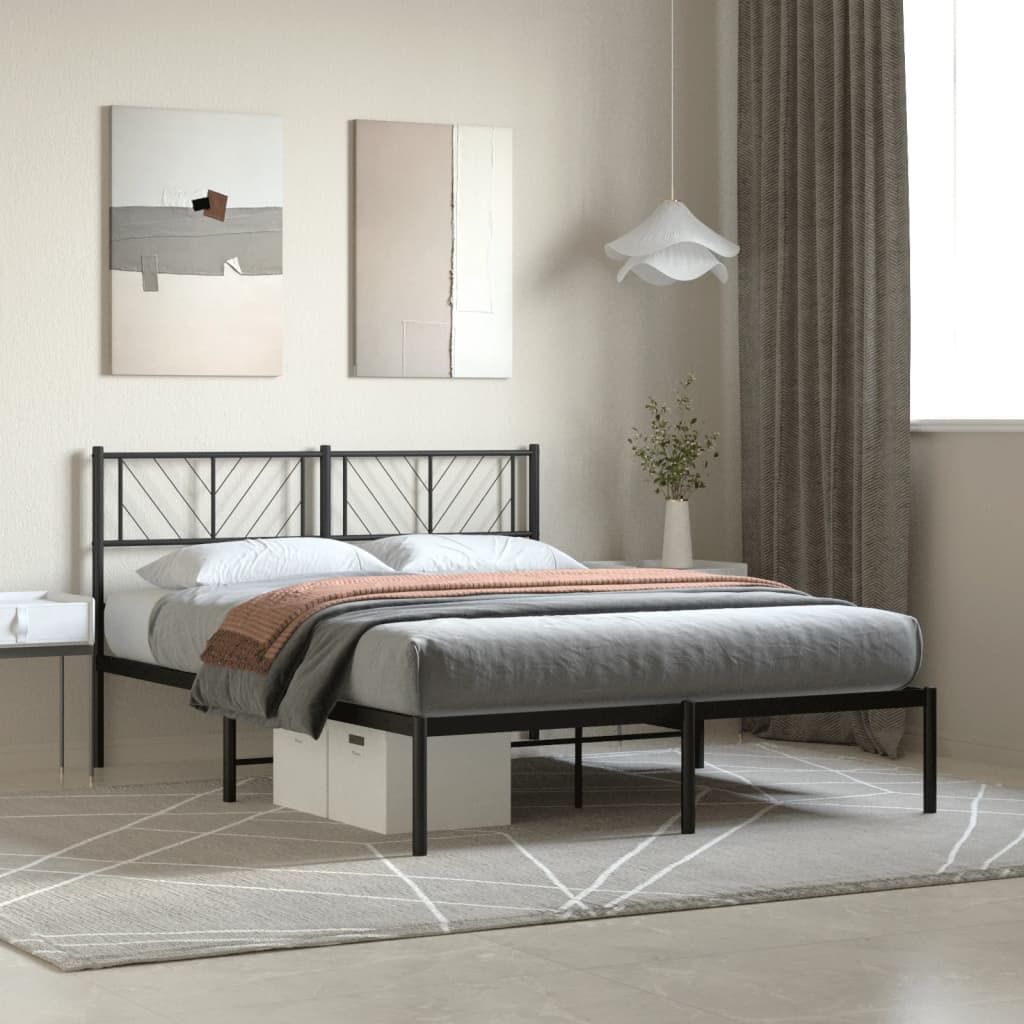 Estrutura de cama com cabeceira 140x190 cm metal preto