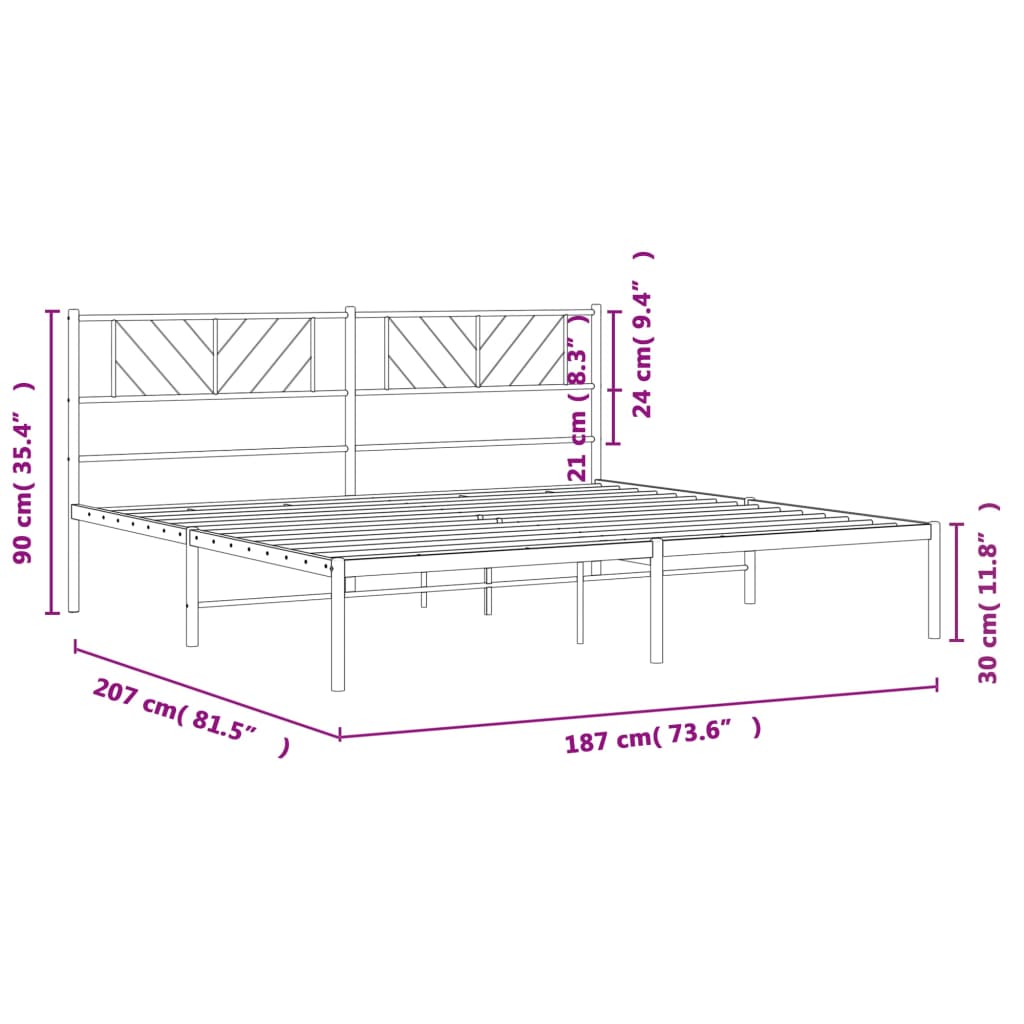 Estrutura de cama em metal com cabeceira 180x200 cm preto