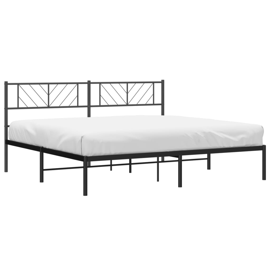 Estrutura de cama com cabeceira 193x203 cm metal preto