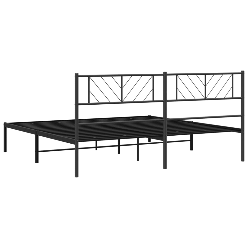 Estrutura de cama com cabeceira 193x203 cm metal preto