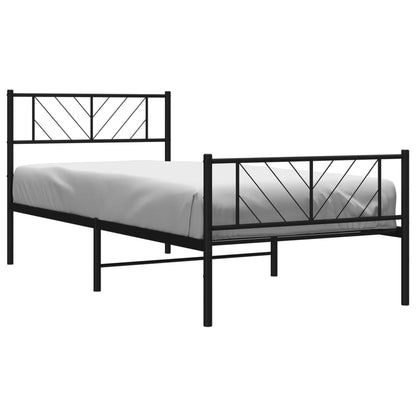 Estrutura de cama com cabeceira e pés 75x190 cm metal preto