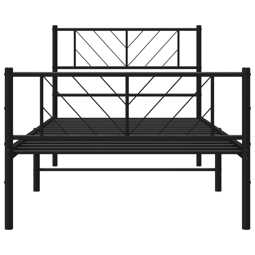 Estrutura de cama com cabeceira e pés 75x190 cm metal preto