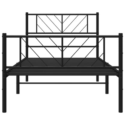 Estrutura de cama com cabeceira e pés 75x190 cm metal preto