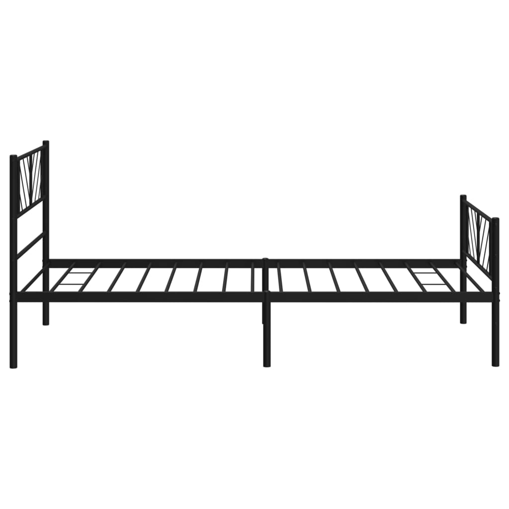 Estrutura de cama com cabeceira e pés 75x190 cm metal preto