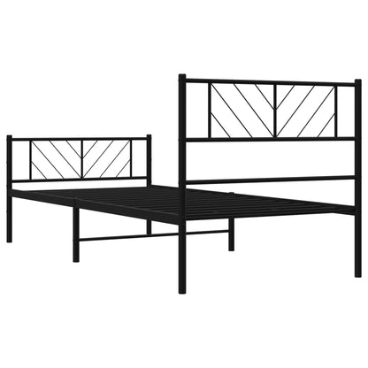 Estrutura de cama com cabeceira e pés 75x190 cm metal preto