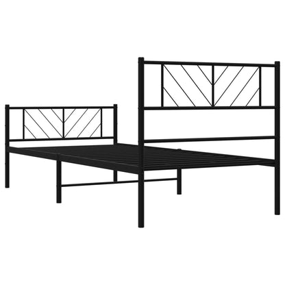 Estrutura de cama com cabeceira e pés 90x200 cm metal preto