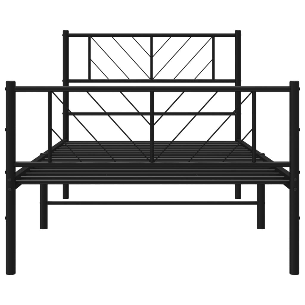 Estrutura de cama com cabeceira e pés 100x190 cm metal preto