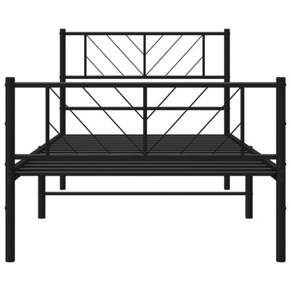 Estrutura de cama com cabeceira e pés 100x190 cm metal preto