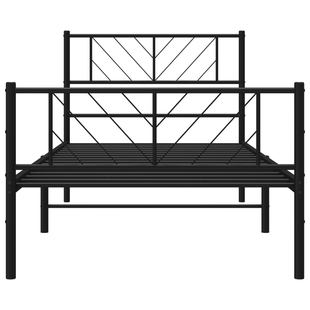 Estrutura de cama com cabeceira e pés 107x203 cm metal preto