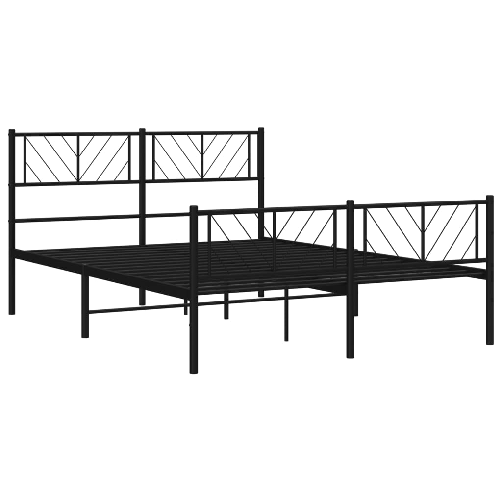 Estrutura de cama com cabeceira e pés 120x190 cm metal preto