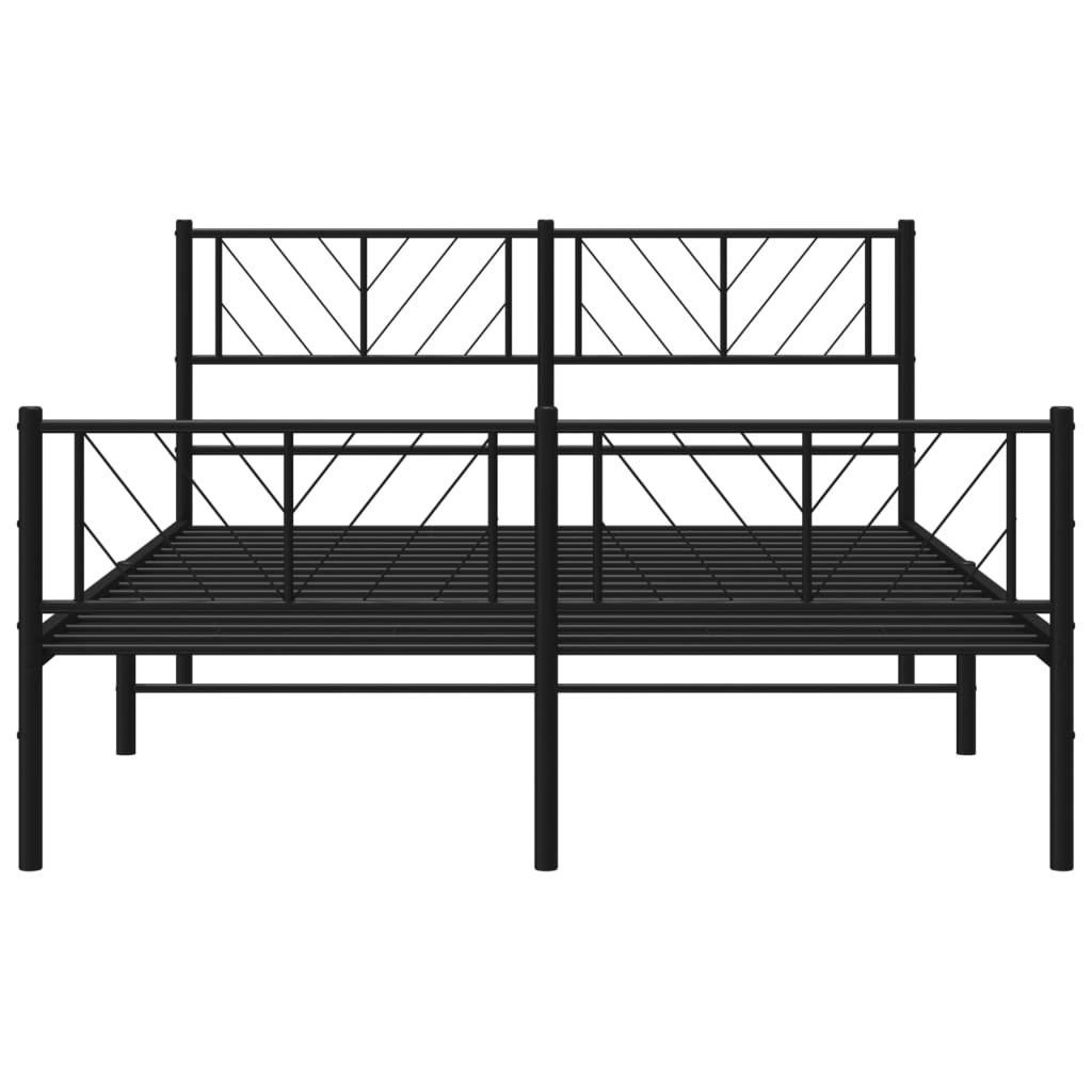 Estrutura de cama com cabeceira e pés 120x190 cm metal preto