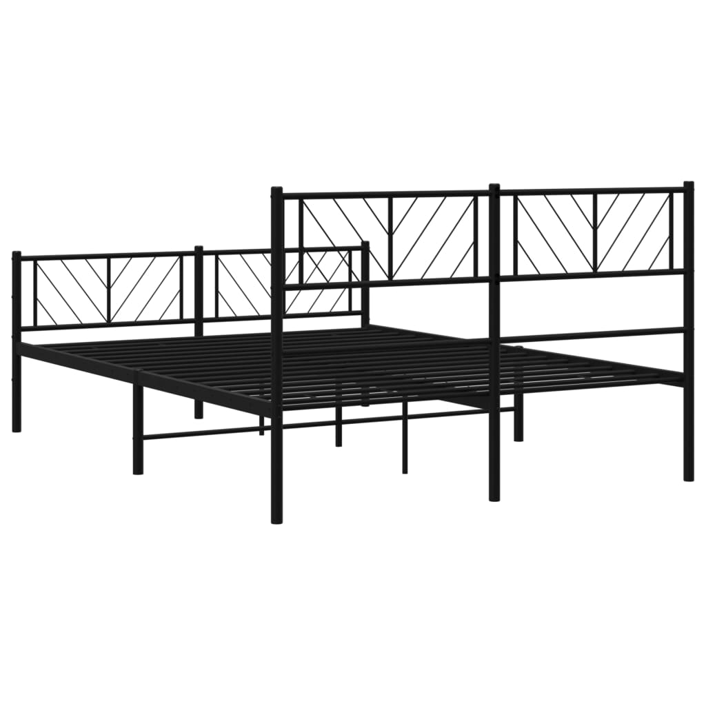 Estrutura de cama com cabeceira e pés 120x190 cm metal preto