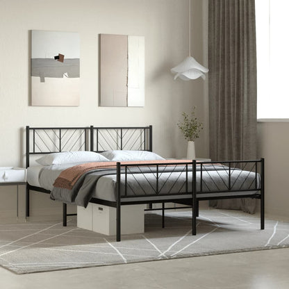 Estrutura de cama com cabeceira e pés 120x200 cm metal preto