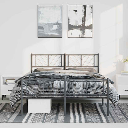 Estrutura de cama com cabeceira e pés 135x190 cm metal preto