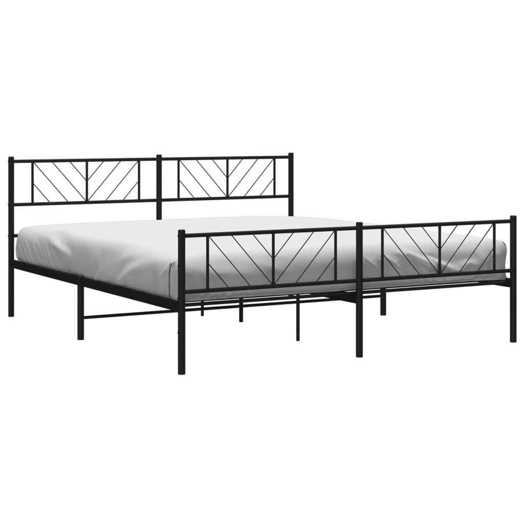 Estrutura de cama com cabeceira e pés 180x200 cm metal preto