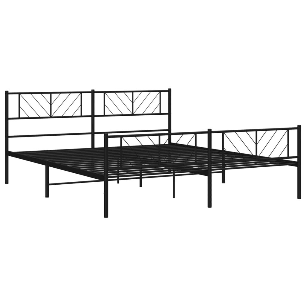 Estrutura de cama com cabeceira e pés 180x200 cm metal preto