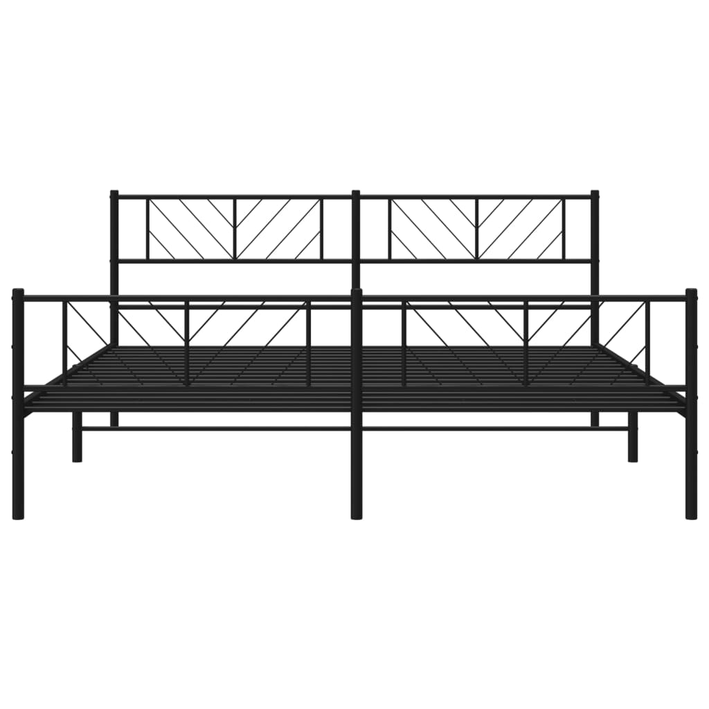 Estrutura de cama com cabeceira e pés 180x200 cm metal preto