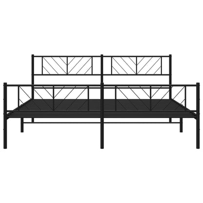 Estrutura de cama com cabeceira e pés 180x200 cm metal preto