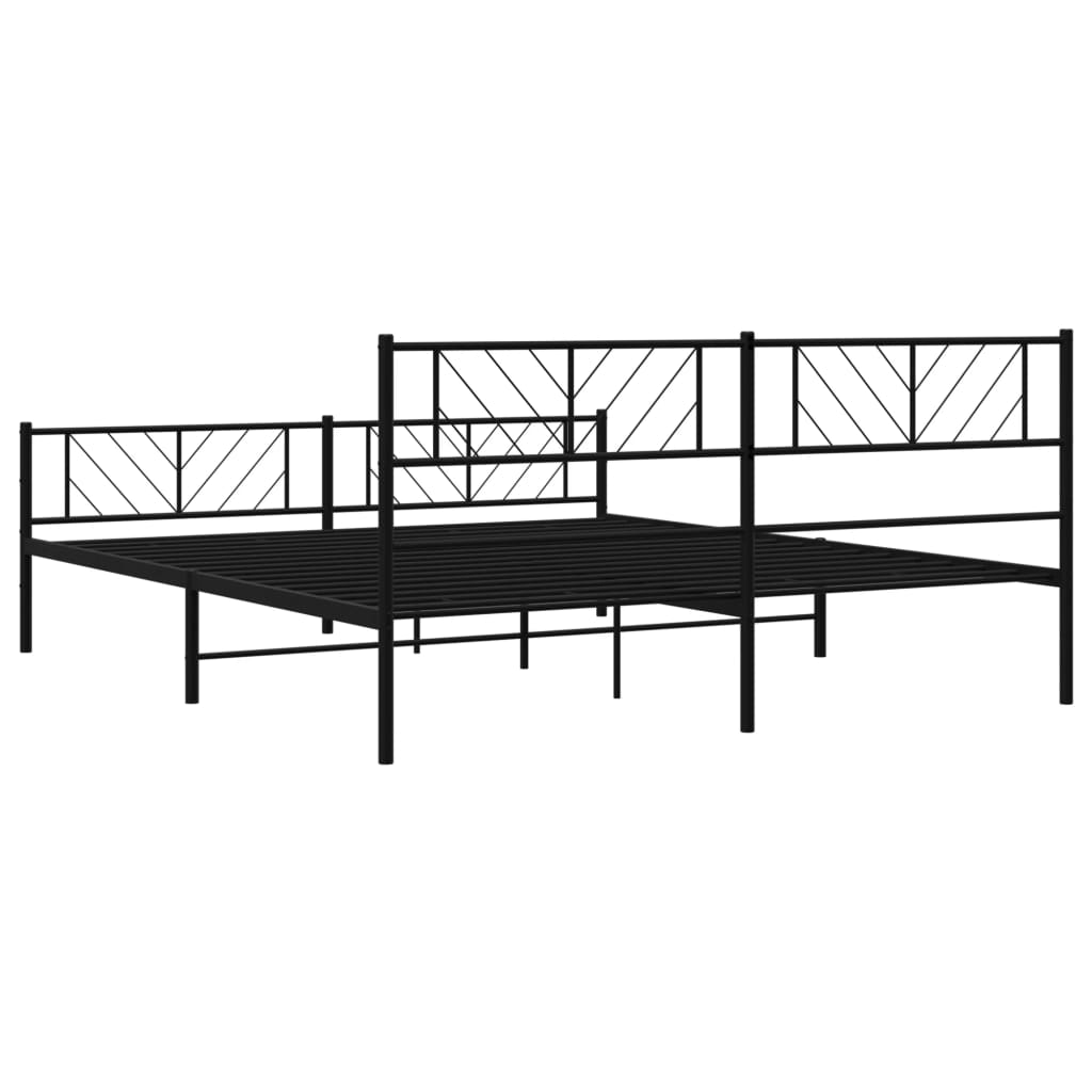 Estrutura de cama com cabeceira e pés 180x200 cm metal preto