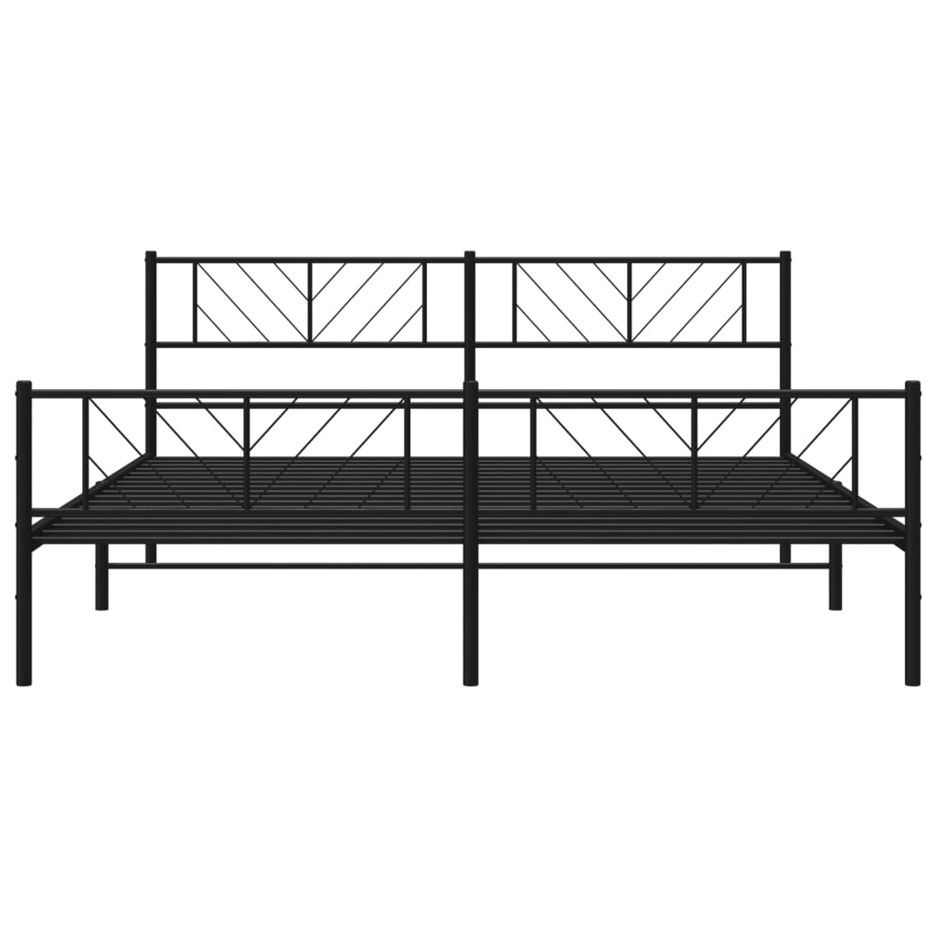 Estrutura de cama com cabeceira e pés 183x213 cm metal preto