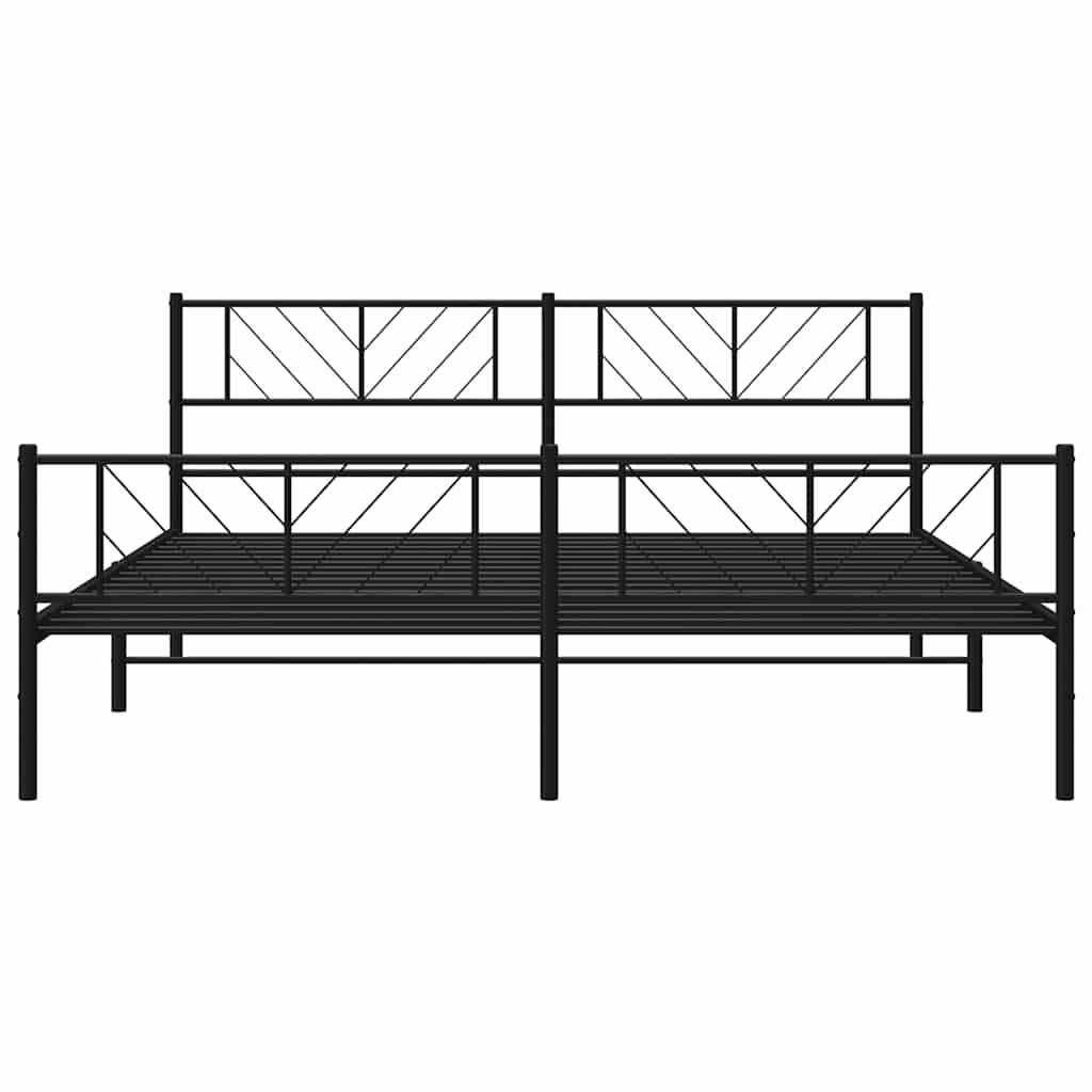 Estrutura de cama com cabeceira e pés 193x203 cm metal preto