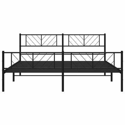 Estrutura de cama com cabeceira e pés 193x203 cm metal preto