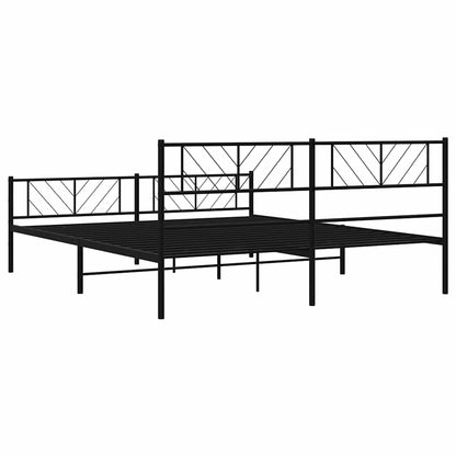 Estrutura de cama com cabeceira e pés 193x203 cm metal preto