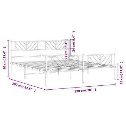 Estrutura de cama com cabeceira e pés 193x203 cm metal preto